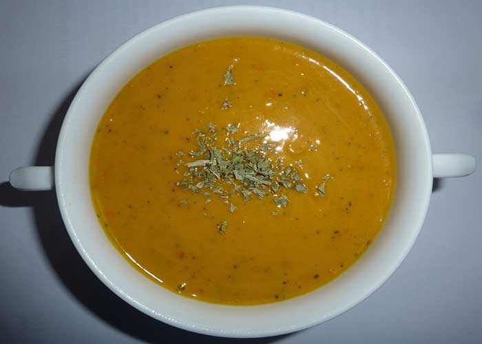 Crema de calabaza y mango