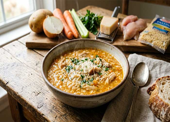 Sopa pastina con parmesano